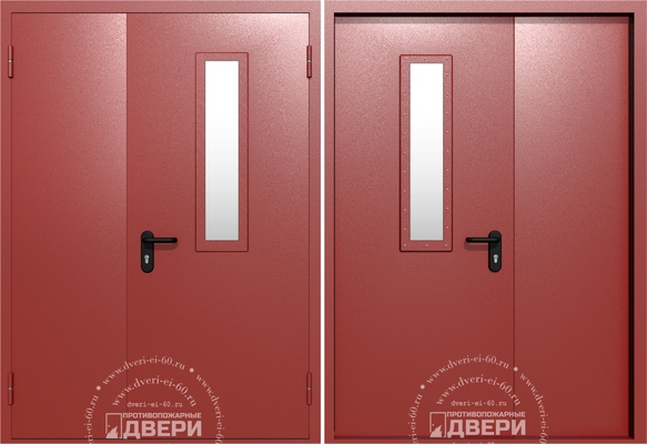 Полуторная остекленная противопожарная дверь ПД-ПС013b