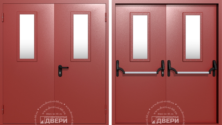 Двупольная остекленная противопожарная дверь ПД-ДC011b