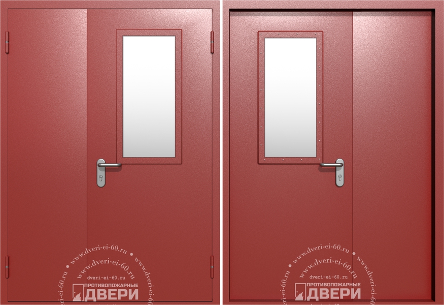 Полуторная остекленная противопожарная дверь ПД-ПС018b