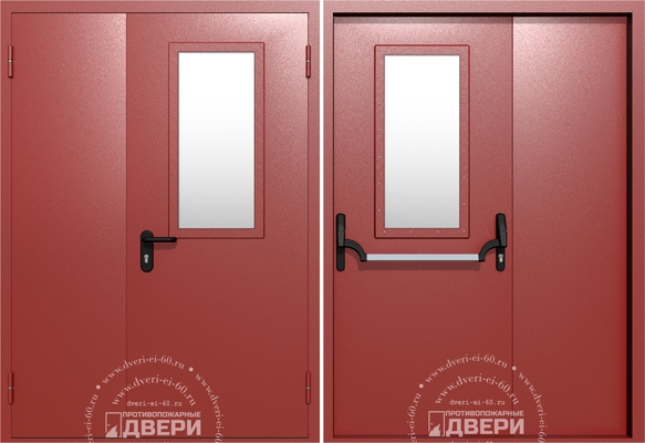 Полуторная остекленная противопожарная дверь ПД-ПС019b