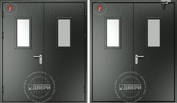 Двупольная остекленная противопожарная дверь (доводчик) ПД-ДC001e