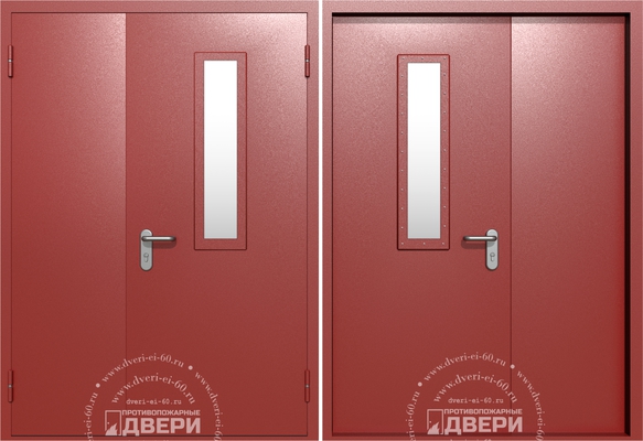Полуторная остекленная противопожарная дверь ПД-ПС014b