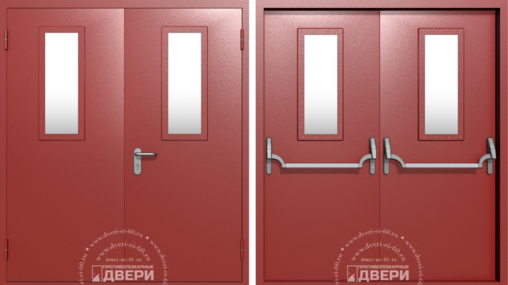 Двупольная остекленная противопожарная дверь ПД-ДC013b