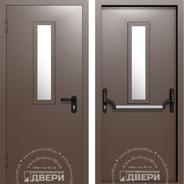 Однопольная остекленная противопожарная дверь ПД-ОС012b
