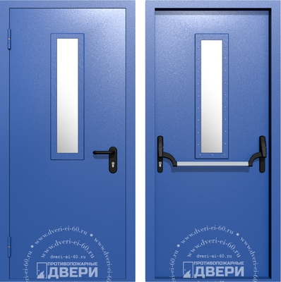 Однопольная остекленная противопожарная дверь ПД-ОС012d