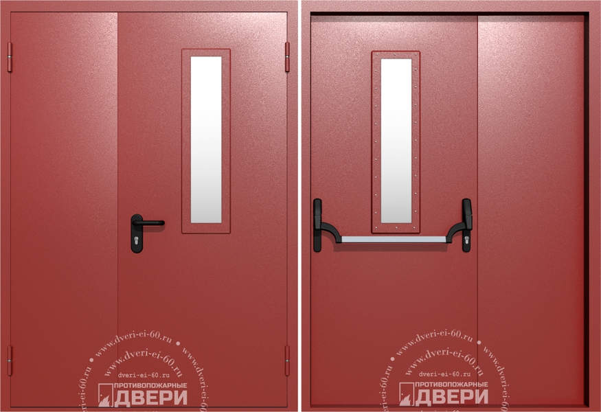 Полуторная остекленная противопожарная дверь ПД-ПС015b