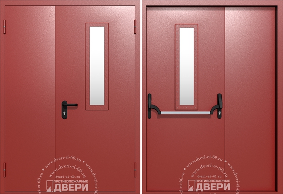 Полуторная остекленная противопожарная дверь ПД-ПС015b