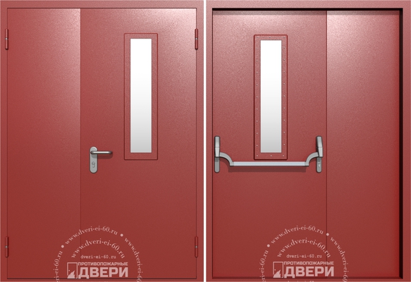 Полуторная остекленная противопожарная дверь ПД-ПС016b