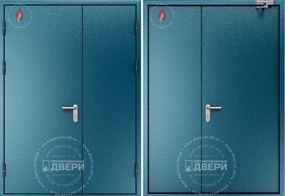 Двустворчатая глухая противопожарная дверь (доводчик) ПД-ПГ001l