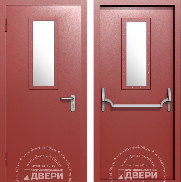 Однопольная остекленная противопожарная дверь ПД-ОС016c