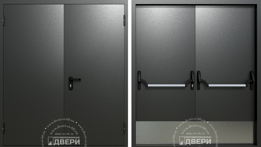 Двупольная глухая противопожарная дверь с отбойником ПД-ДГ019d Двупольная глухая противопожарная дверь с отбойником ПД-ДГ019d