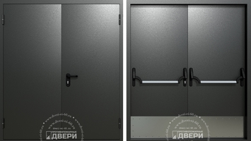 Двупольная глухая противопожарная дверь с отбойником ПД-ДГ019d