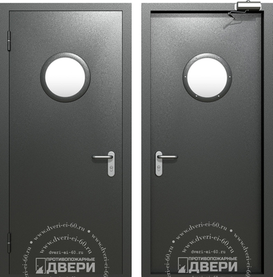 Однопольная остекленная дверь (стеклопакет круглый) ПД-ОС003a