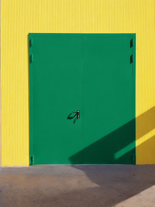 Двупольная зеленая дверь