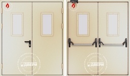 Двупольная остекленная противопожарная дверь (антипаника, доводчик) ПД-ДC002i