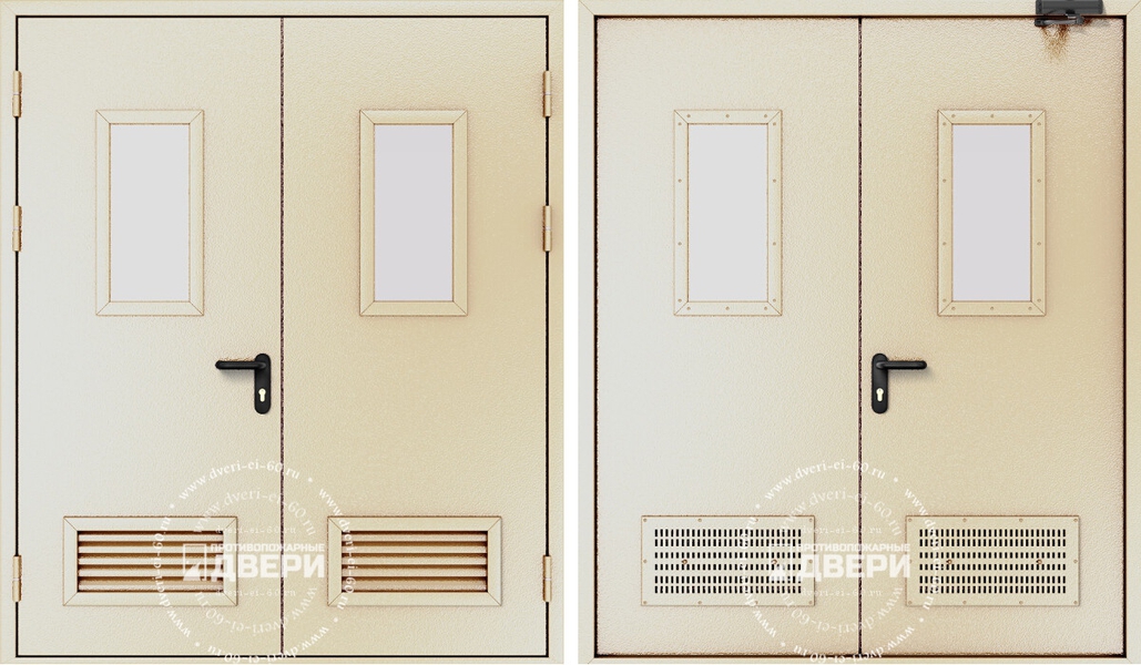 Двупольная остекленная техническая дверь ТД-ДС001i