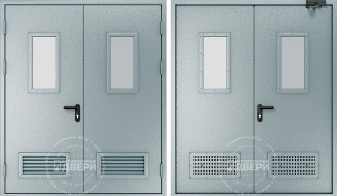 Двупольная остекленная техническая дверь ТД-ДС001
