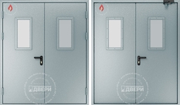 Двупольная остекленная противопожарная дверь (доводчик) ПД-ДC001