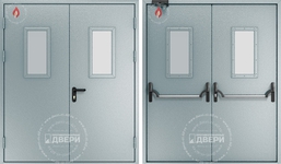 Двупольная остекленная противопожарная дверь (антипаника, доводчик) ПД-ДC002