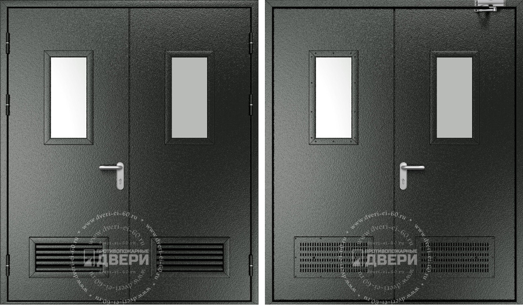 Двупольная остекленная техническая дверь ТД-ДС001e