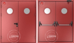 Двупольная остекленная противопожарная дверь (антипаника, доводчик) ПД-ДC003b