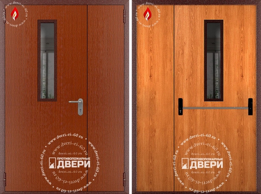 Двустворчатая остекленная дверь с МДФ-панелью ПД-ПСМ014