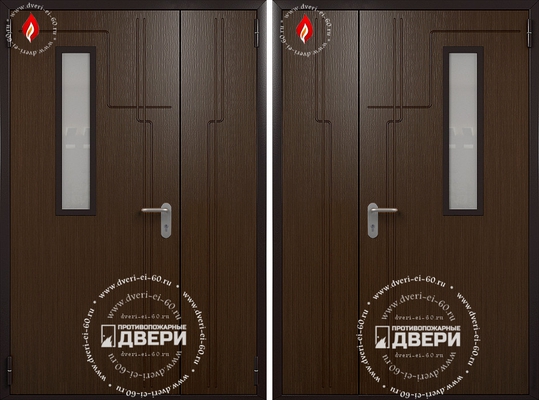 Двустворчатая остекленная дверь с МДФ-панелью ПД-ПСМ009