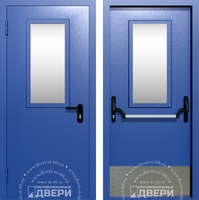 Однопольная остекленная противопожарная дверь с отбойником ПД-ОС028e