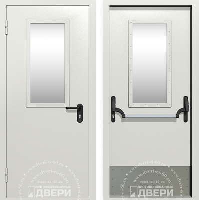Однопольная остекленная противопожарная дверь с отбойником ПД-ОС028f