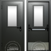 Однопольная остекленная противопожарная дверь с отбойником ПД-ОС028d