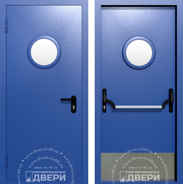 Однопольная остекленная противопожарная дверь с отбойником ПД-ОС027e