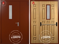 Двустворчатая остекленная дверь с МДФ-панелью ПД-ПСМ015