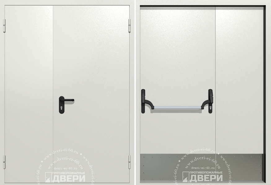 Полуторная глухая противопожарная дверь с отбойником ПД-ПГ0019f