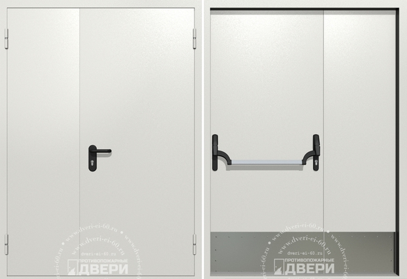 Полуторная глухая противопожарная дверь с отбойником ПД-ПГ0019f