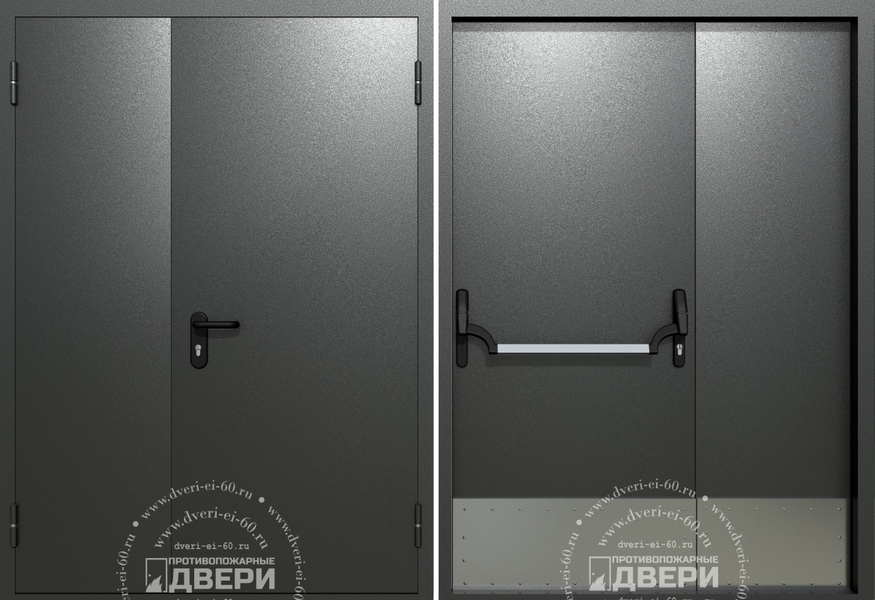 Полуторная глухая противопожарная дверь с отбойником ПД-ПГ0019d Полуторная глухая противопожарная дверь с отбойником ПД-ПГ0019d