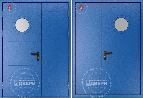Двустворчатая остекленная противопожарная дверь (с рисунком) ПД-ПС005c