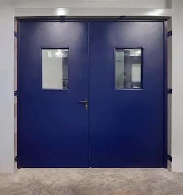 Синяя двупольная дверь, вид изнутри