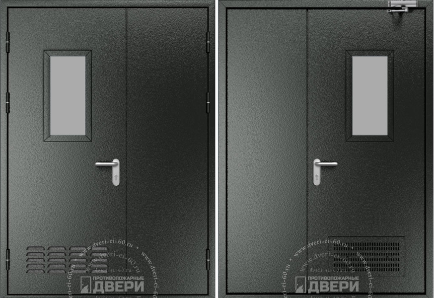 Двустворчатая остекленная техническая дверь ТД-ПС001ea
