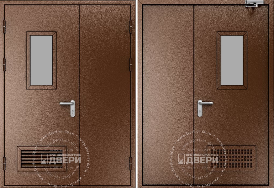Двустворчатая остекленная техническая дверь ТД-ПС003