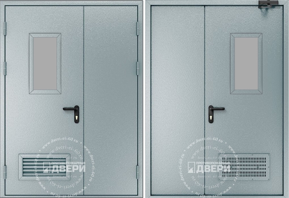 Двустворчатая остекленная техническая дверь ТД-ПС004