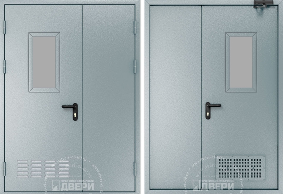 Двустворчатая остекленная техническая дверь ТД-ПС004c